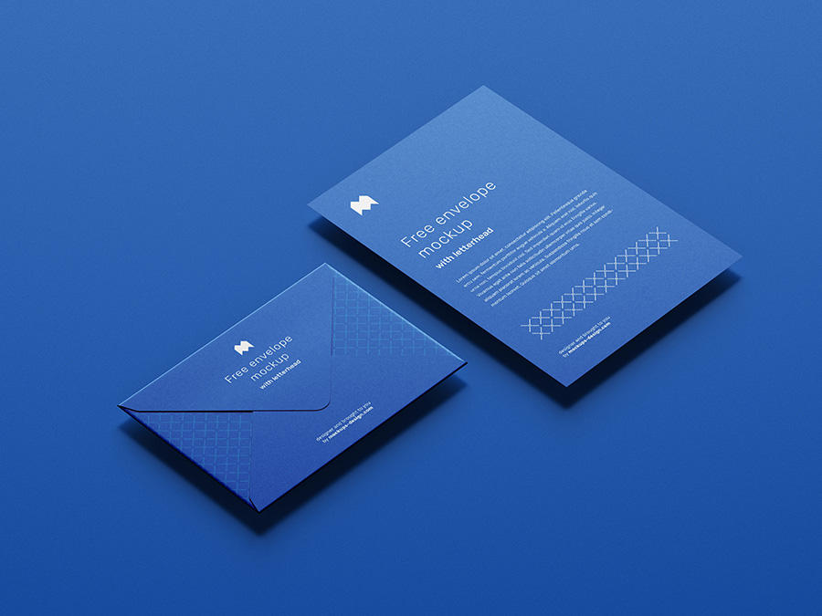 A free blue envelope mockup set