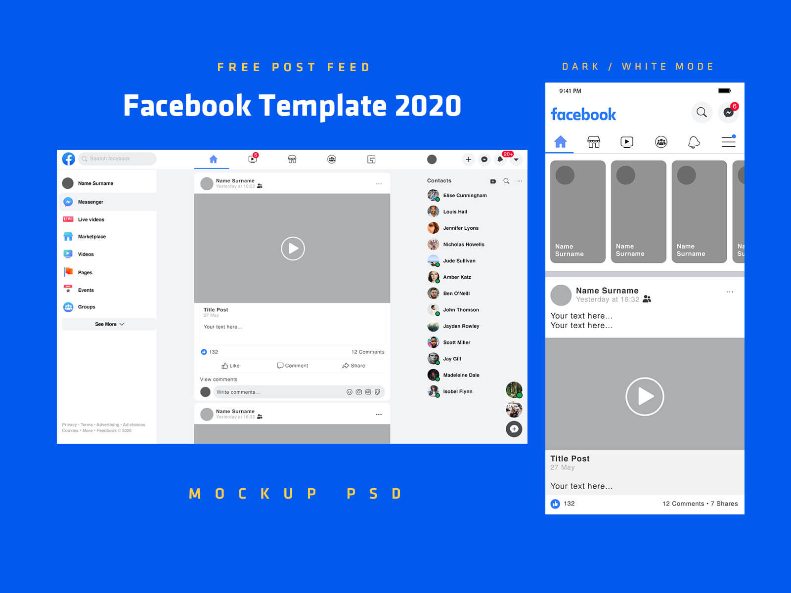 A mobile and desktop facebook post template