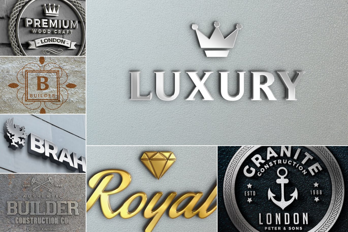 Luxury wall sign logo mockup templates