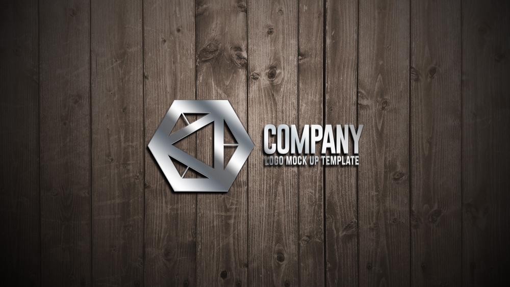 A logo mockup on wooden wall template