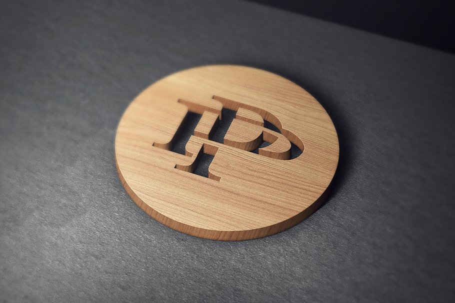3D logo sign on wood mockup