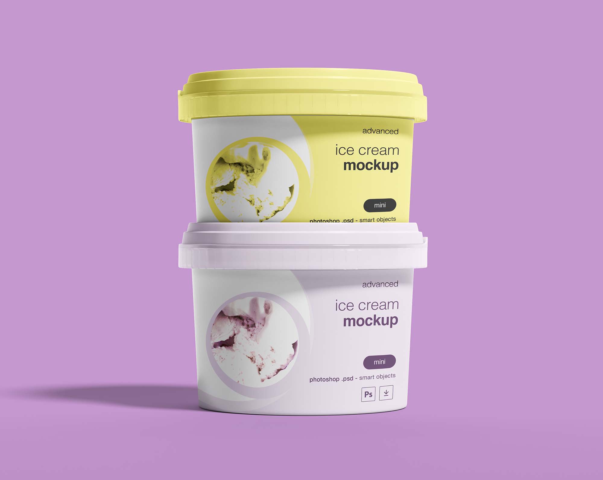 Free ice cream packaging mockup on pink background