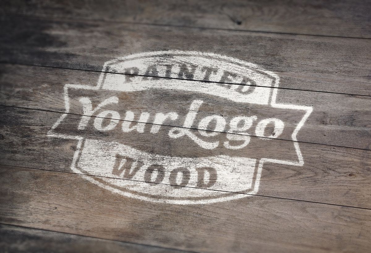 Logo on wood mockup template