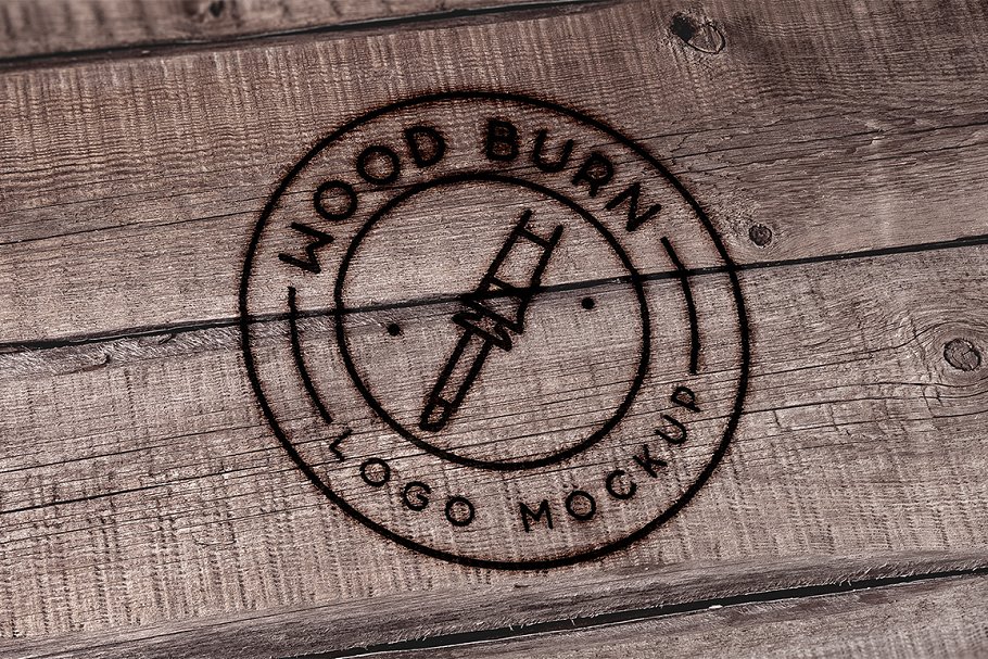 Wood burn logo mockup template