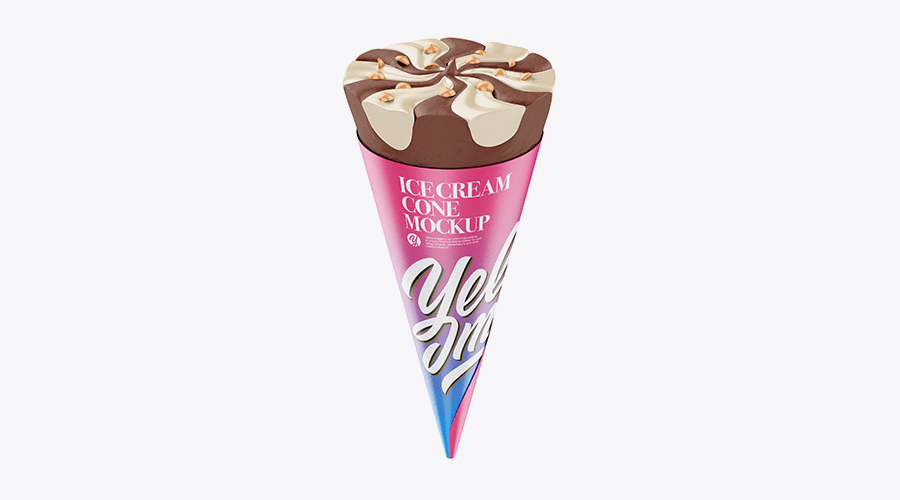 Solo ice cream cone packaging mockup