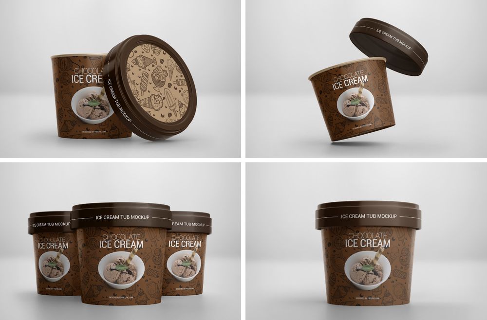 A set of ice cream cup mockups
