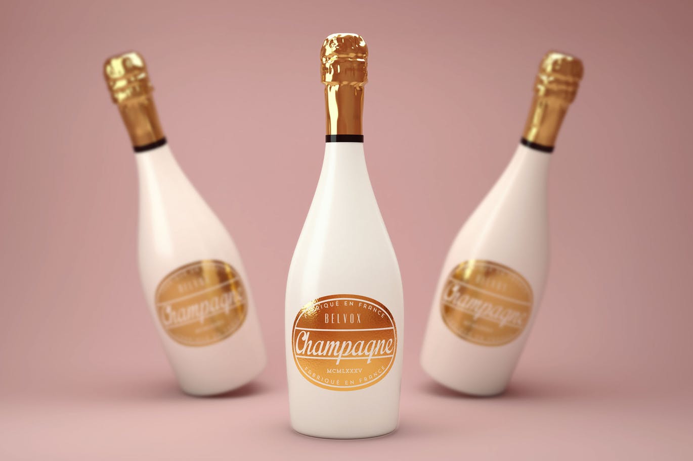 A luxury champagne bottle mockup template
