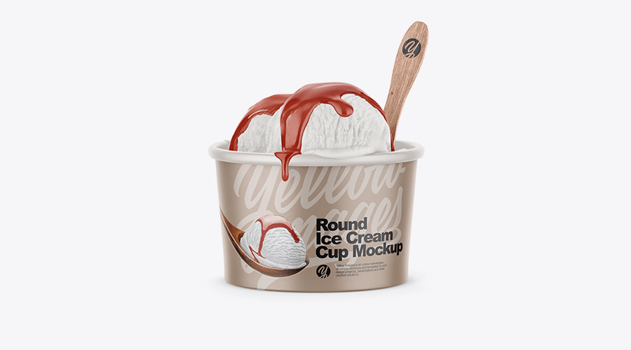 Paper ice cream packaging mockup template