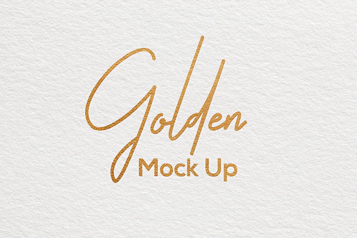 Paper golden logo mockup template