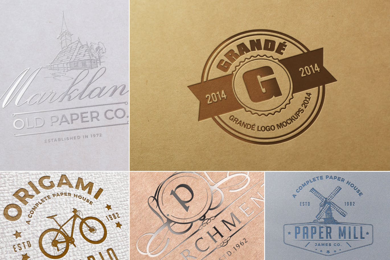 A set of paper logo mockups