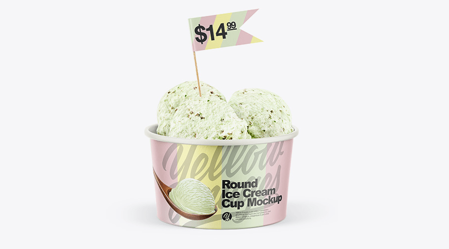 Paper ice crem cup packaging mockup