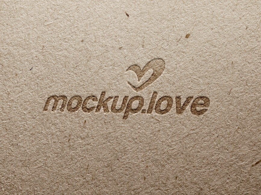 Pressed logo on cardboard mockup