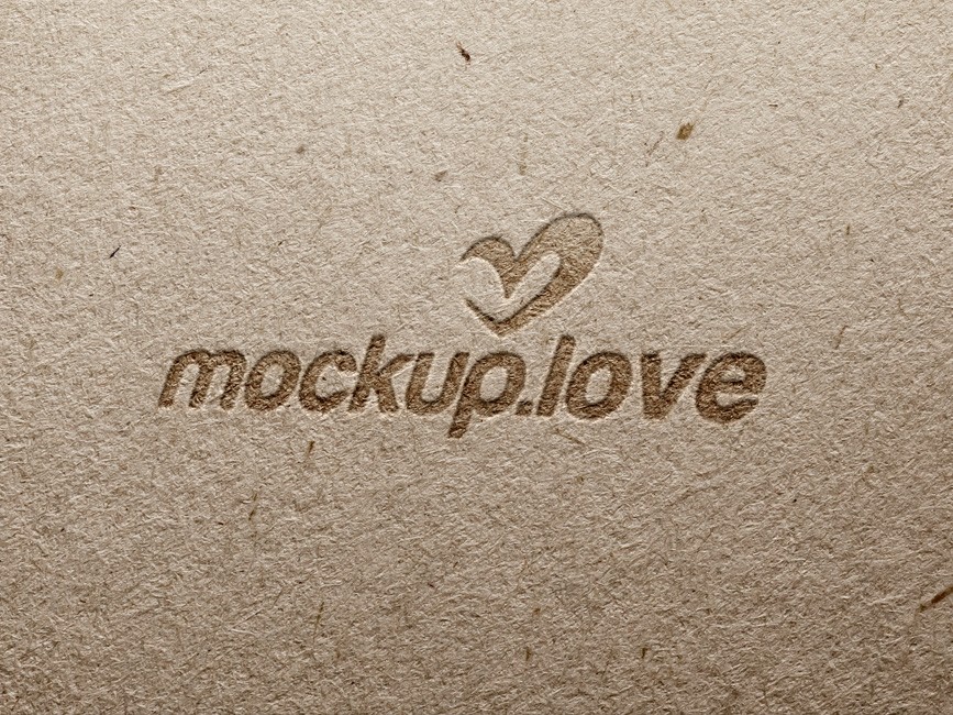 Pressed logo on cardboard mockup