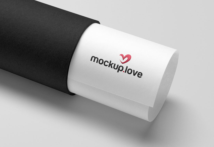 Paper tube logo mockup