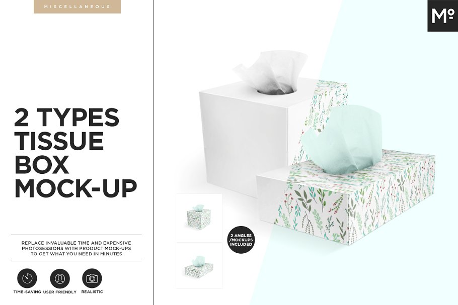 Two types tissue box mockup templates