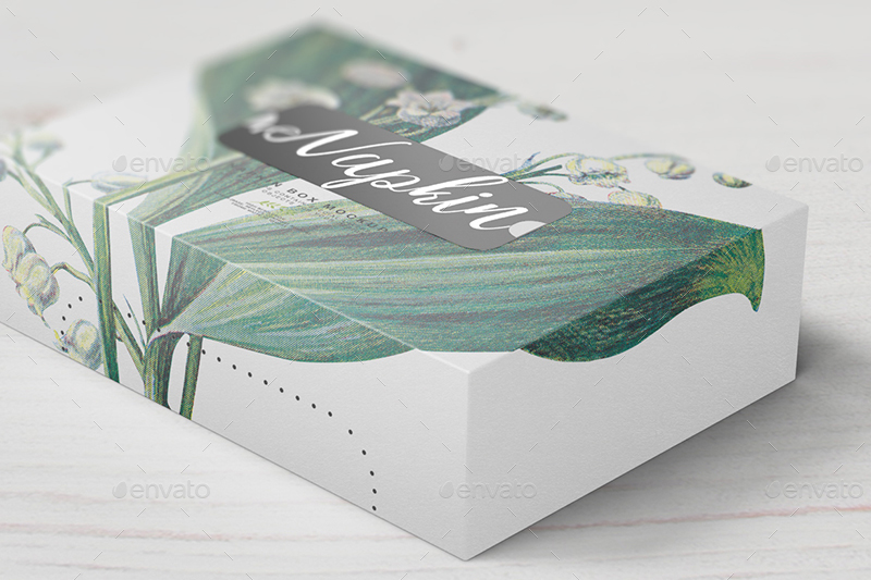 A curve napkin box mockup template