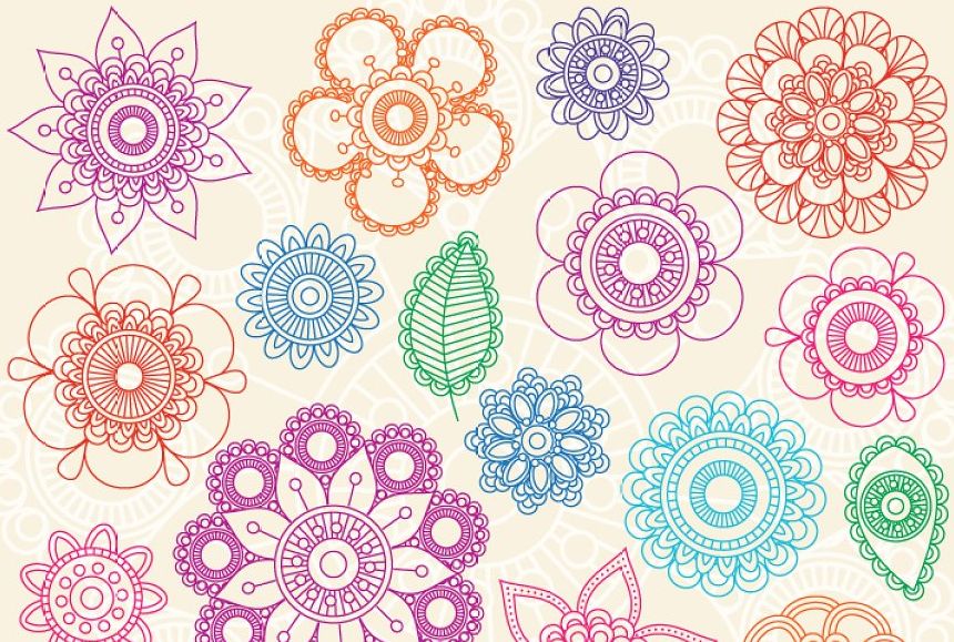 A doodle mandala flowers photoshop brushes