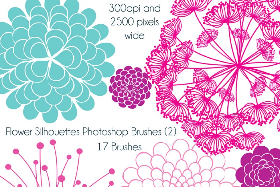 A flower silhouettes photoshop brushes set
