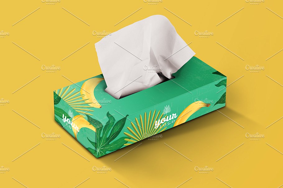A tissue box mockup template