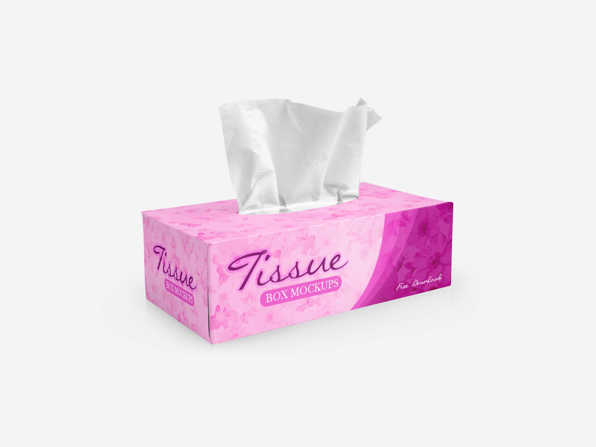 A pink free tissue box mockup template