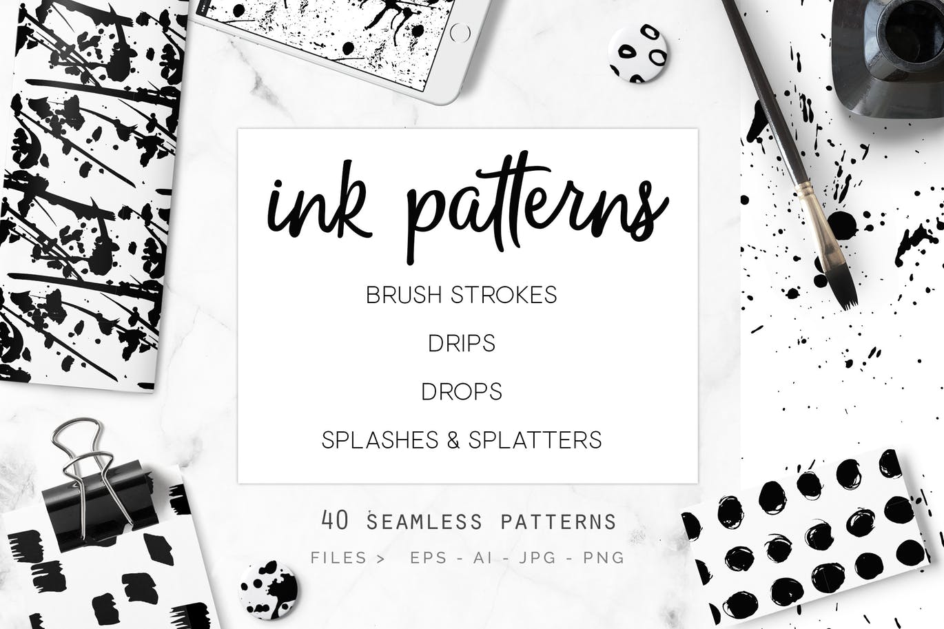 Fourty ink hand drawn patterns