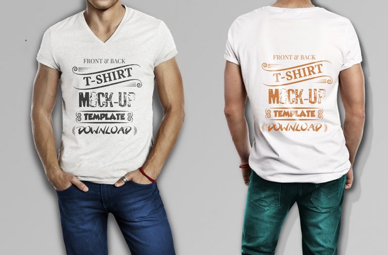 25+ Stylish V-Neck T-Shirt PSD Mockup Templates | Decolore.Net
