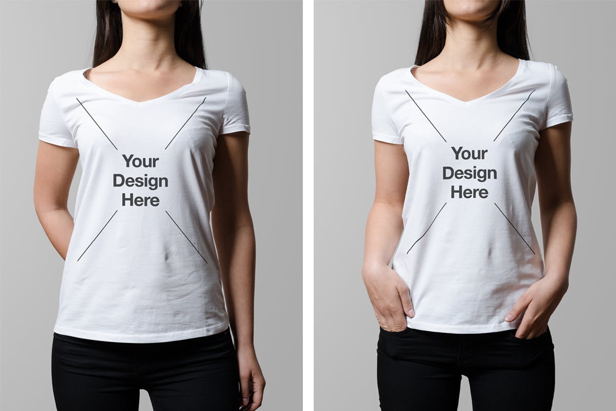 Download 25+ Stylish V-Neck T-Shirt PSD Mockup Templates | Decolore.Net