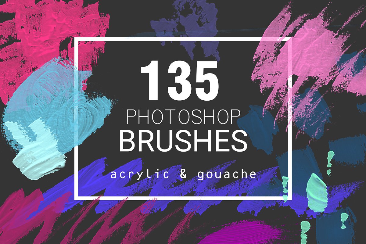 Acrylic and gouache photoshop brushes