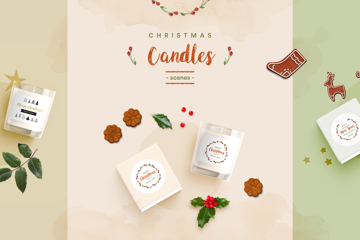 Christmas candle mockup scene creator