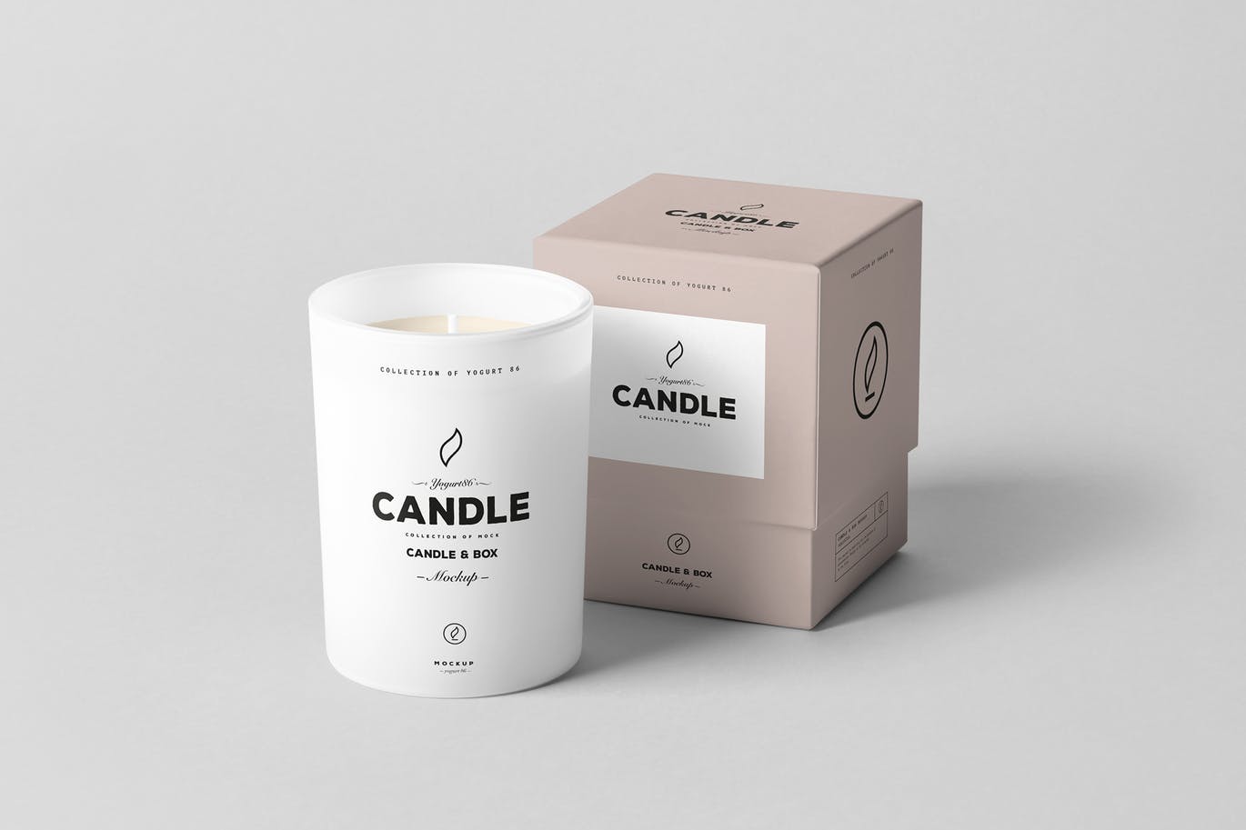 Candle and paper box mockup template