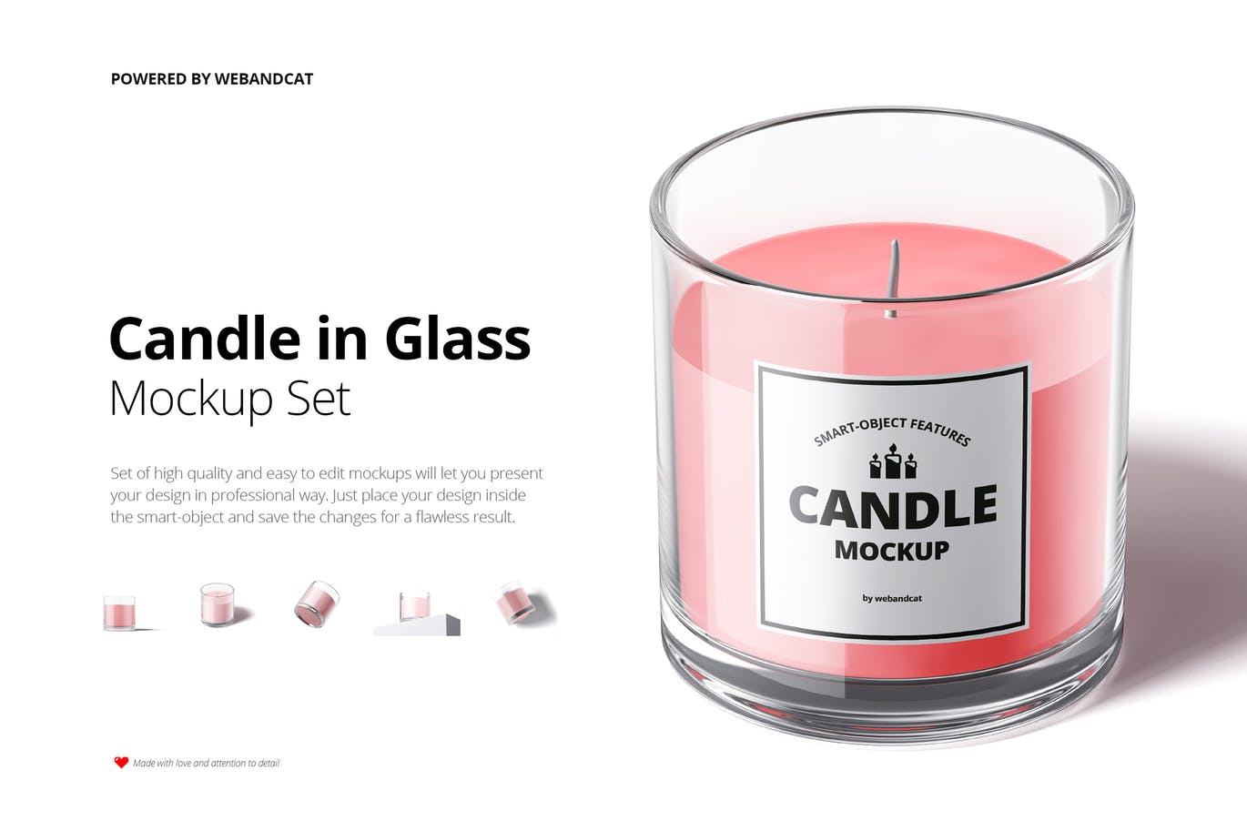 Candle in glass mockup set