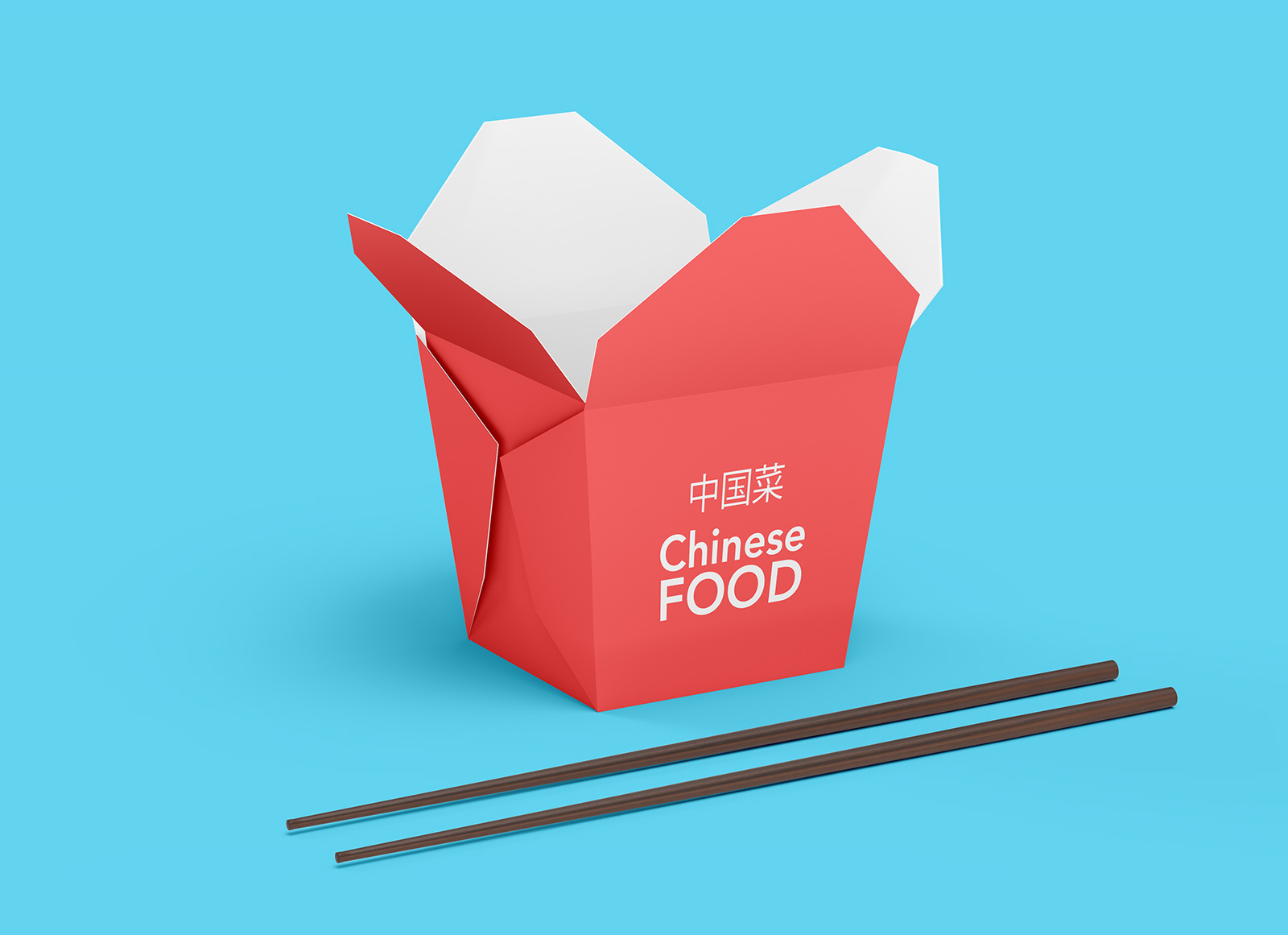 Chinese food box and chopsticks