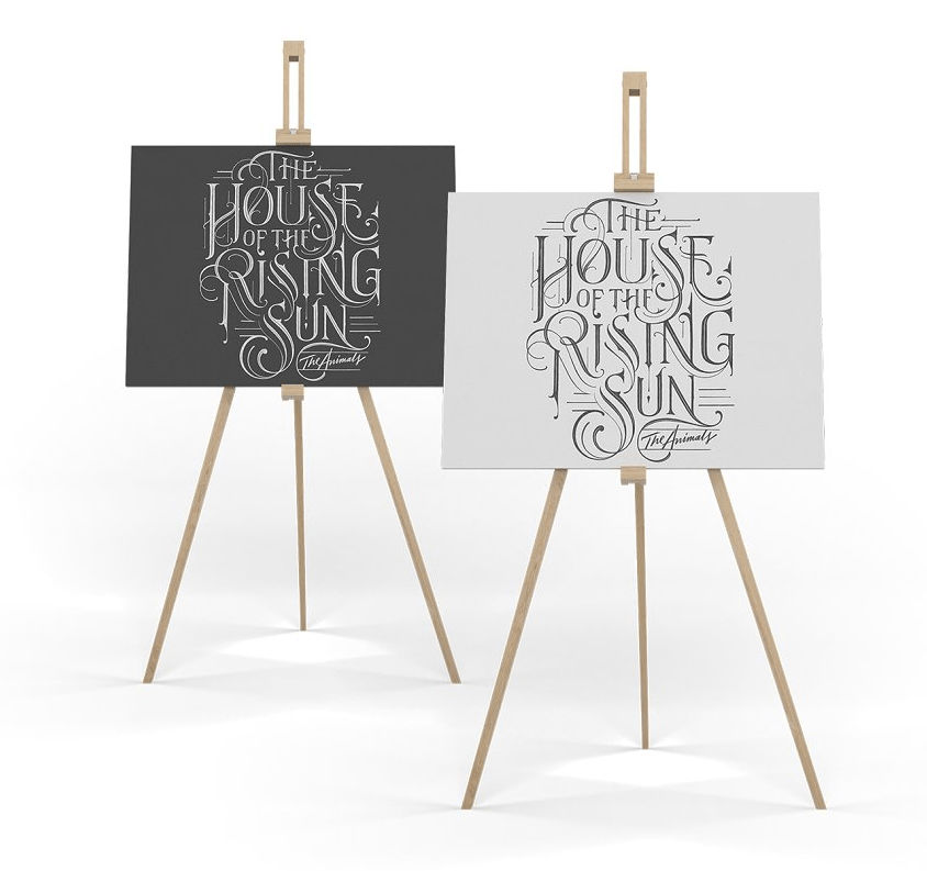 A canvas on easel stand mockup templates