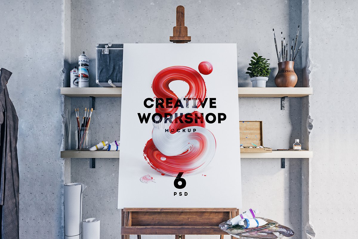 A creative workshop mockup set