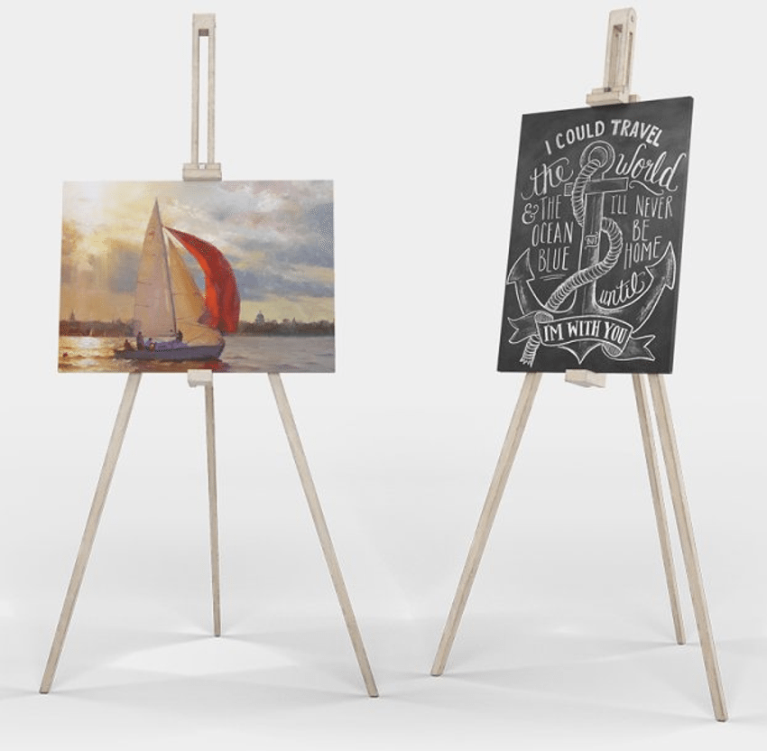 Easel stand with canvas mockup template
