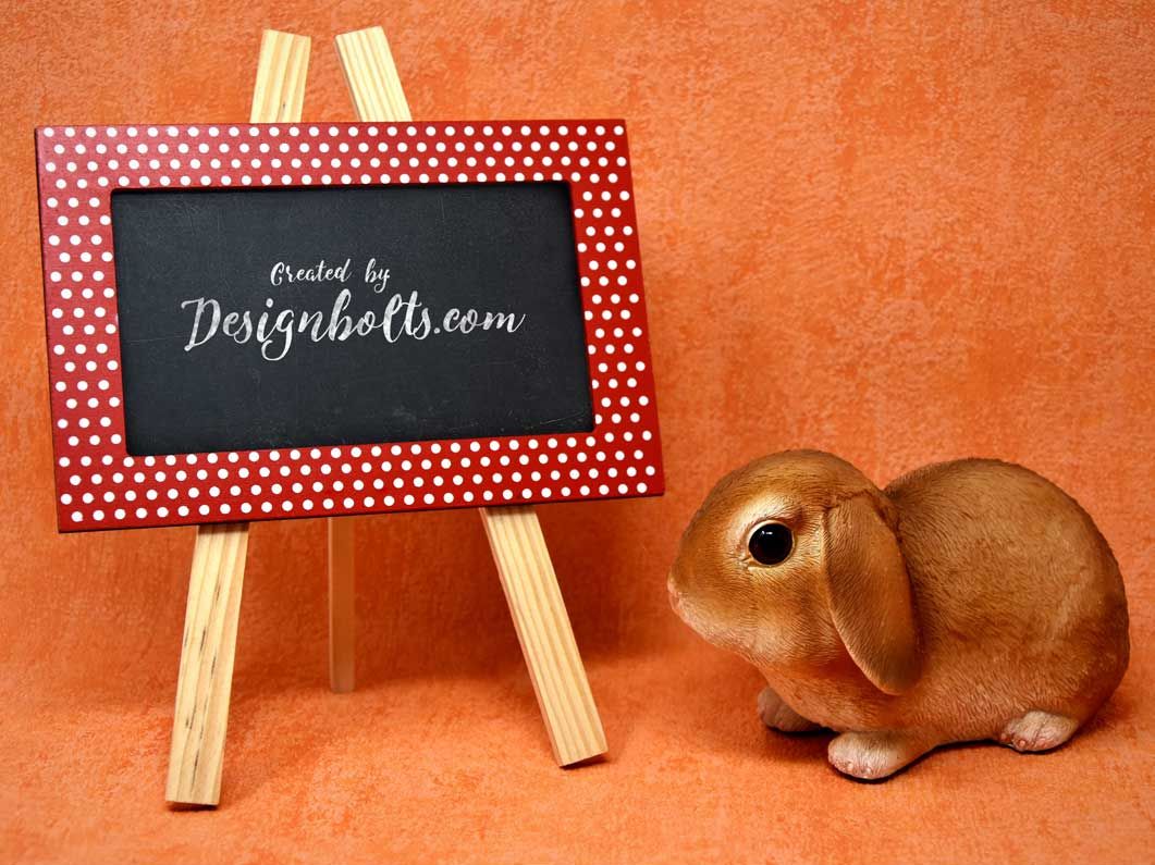 A free easter bunny easel mockup template