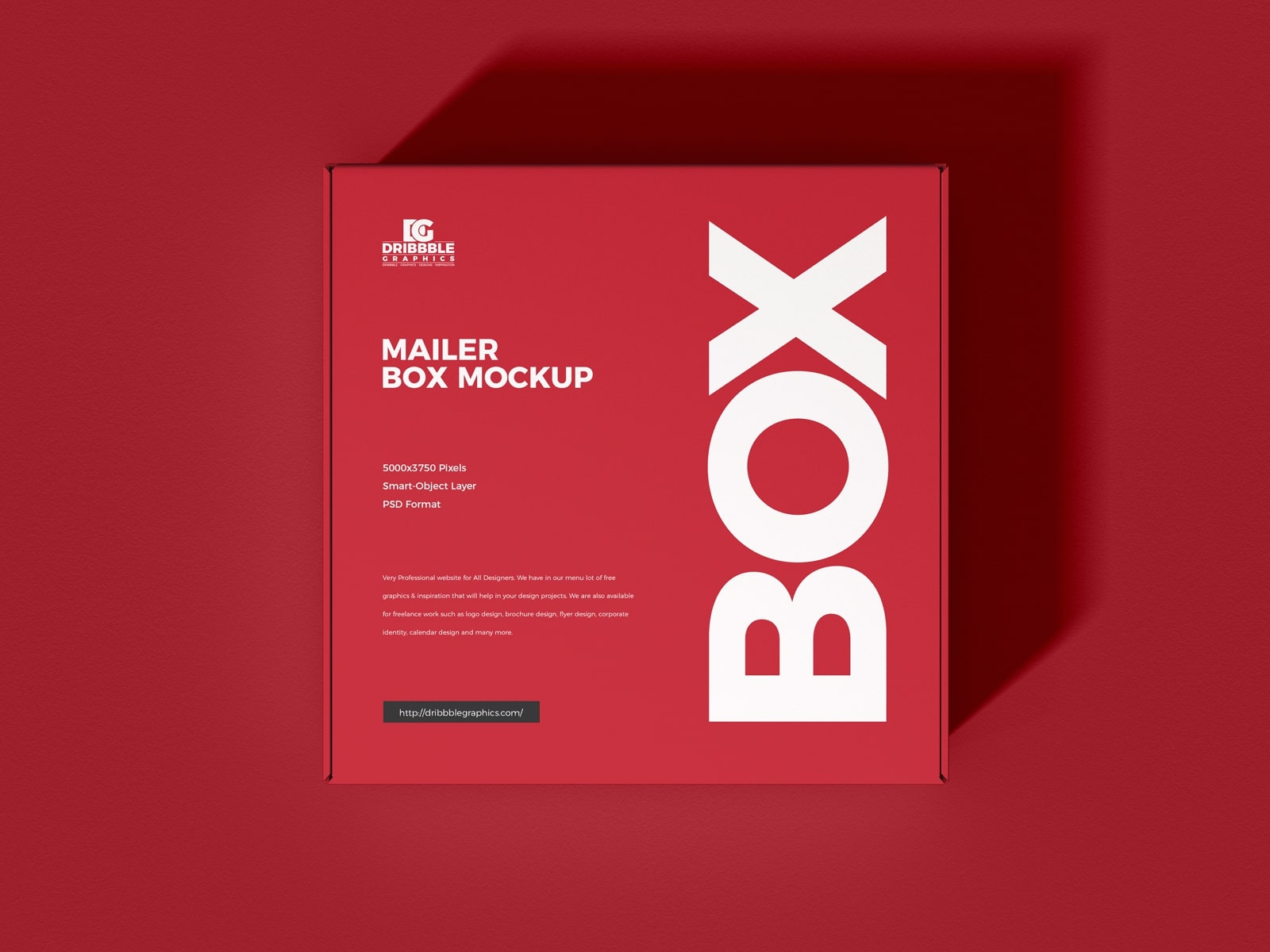 A free red mailer box mockup template