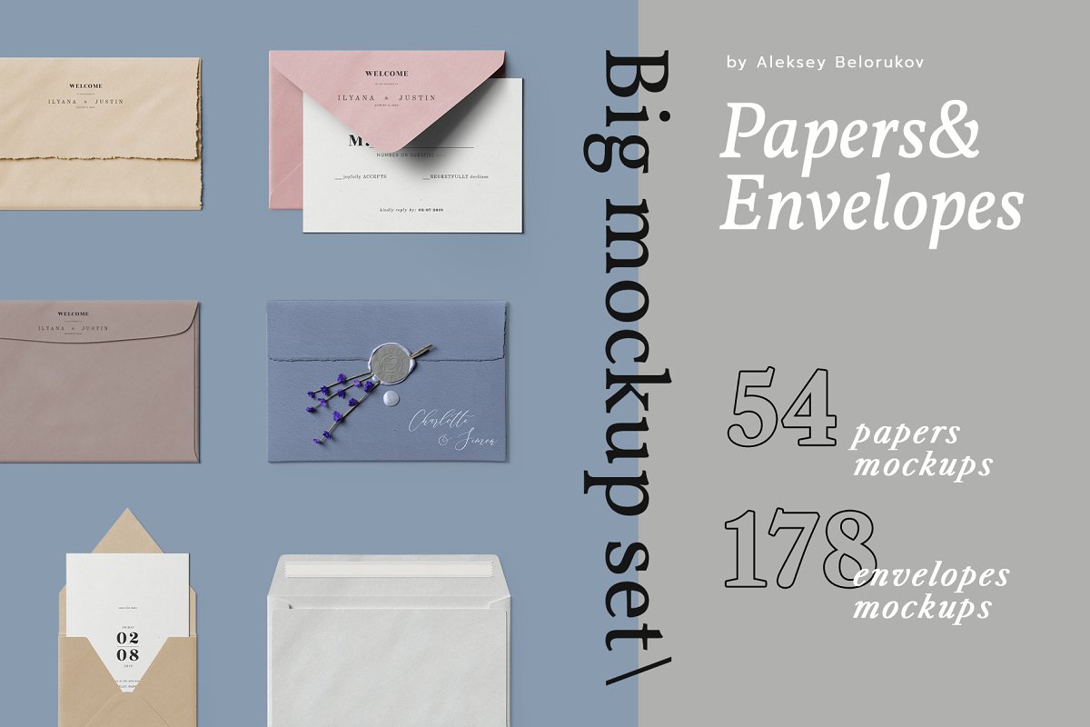 Papers and envelopes mockup templates