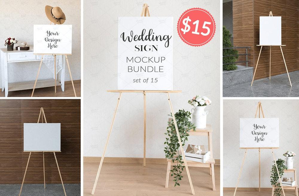 A wedding sign mockup bundle set