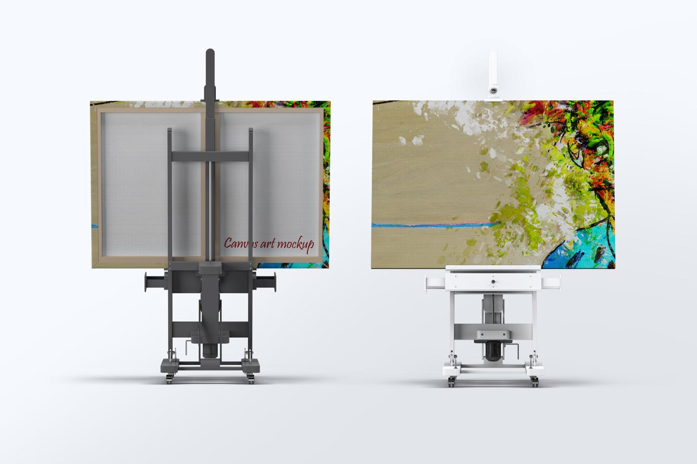 A canvas art on easel mockup template