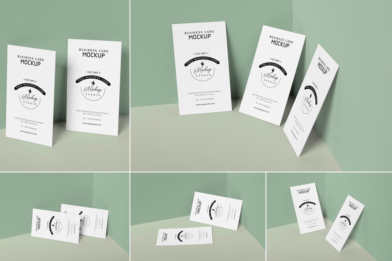 A set of vertical business card mockups