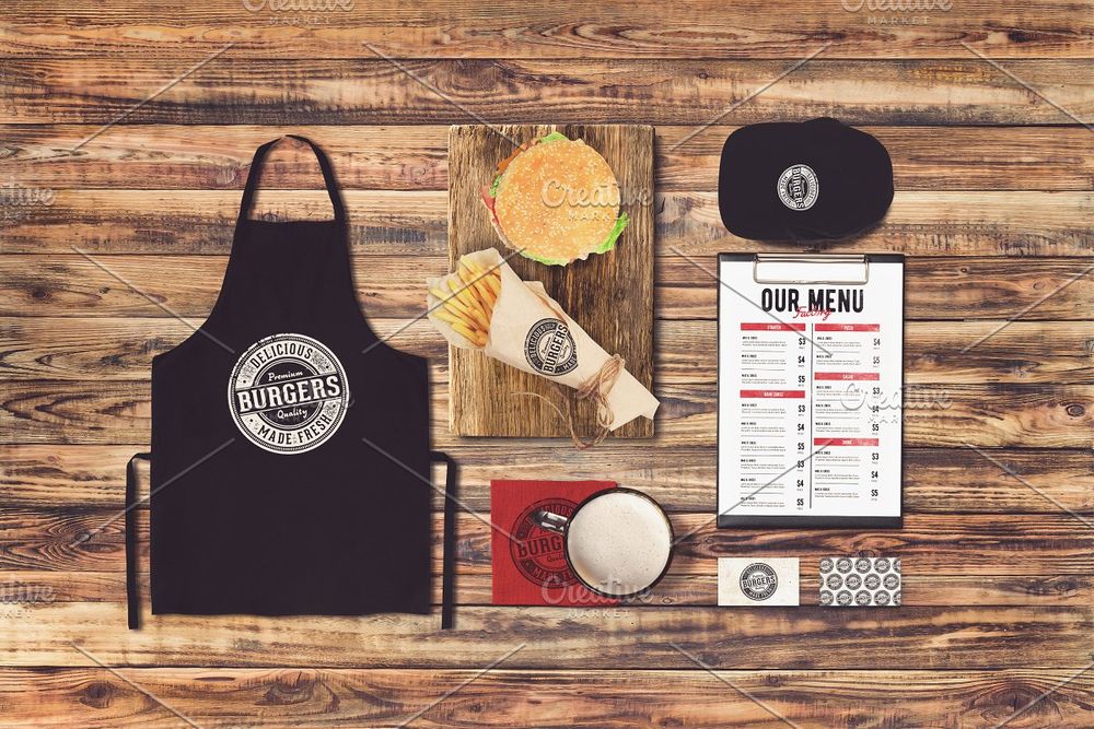 Burger bar branding mockup