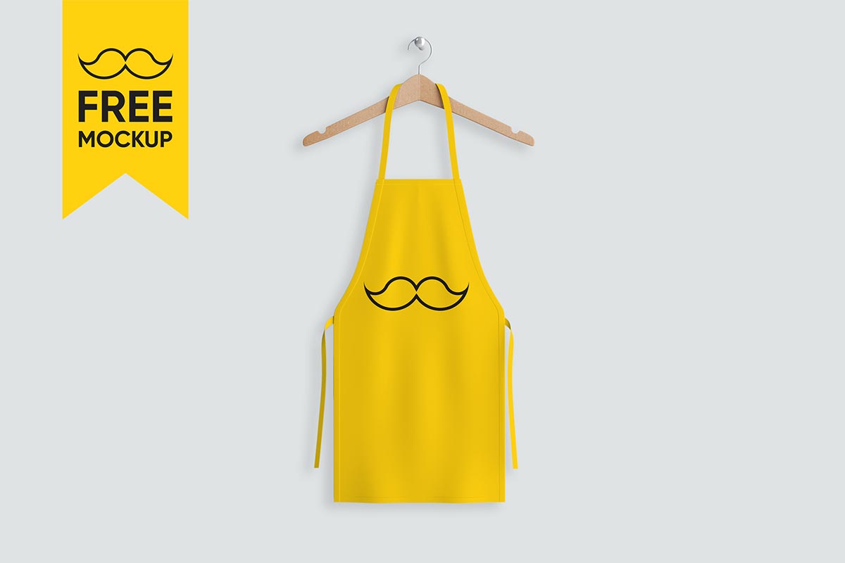 Free yellow apron mockup template