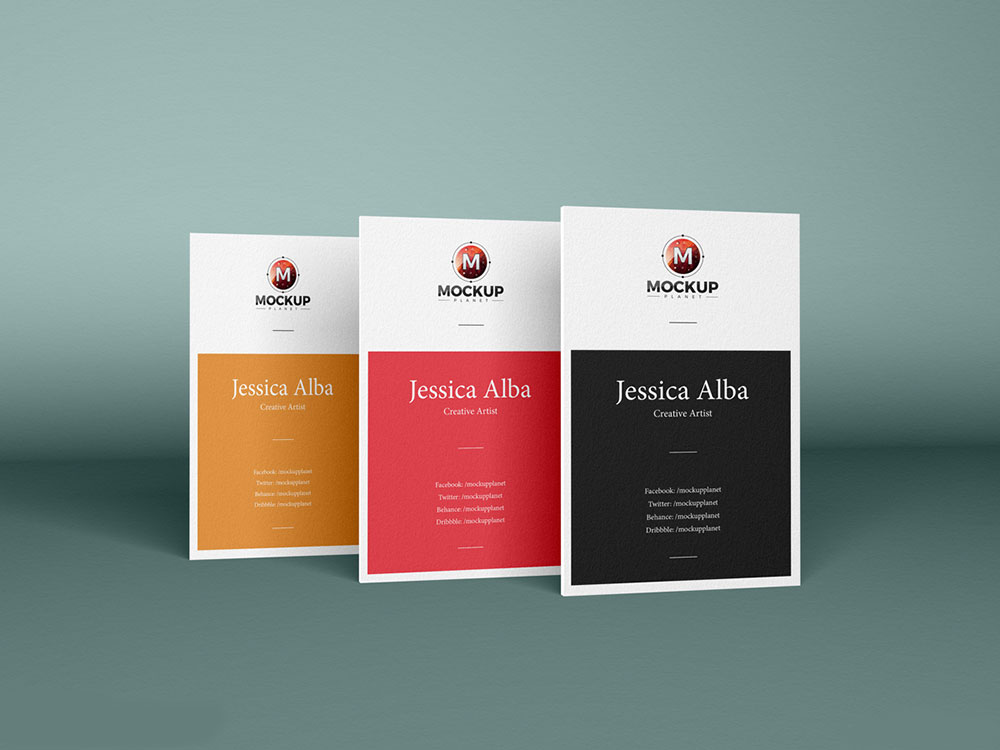 Three different business cards mockup