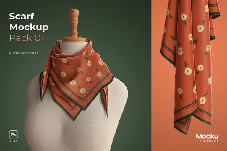 Download 30+ Amazing Scarf Editable PSD Mockup Templates | Decolore.Net