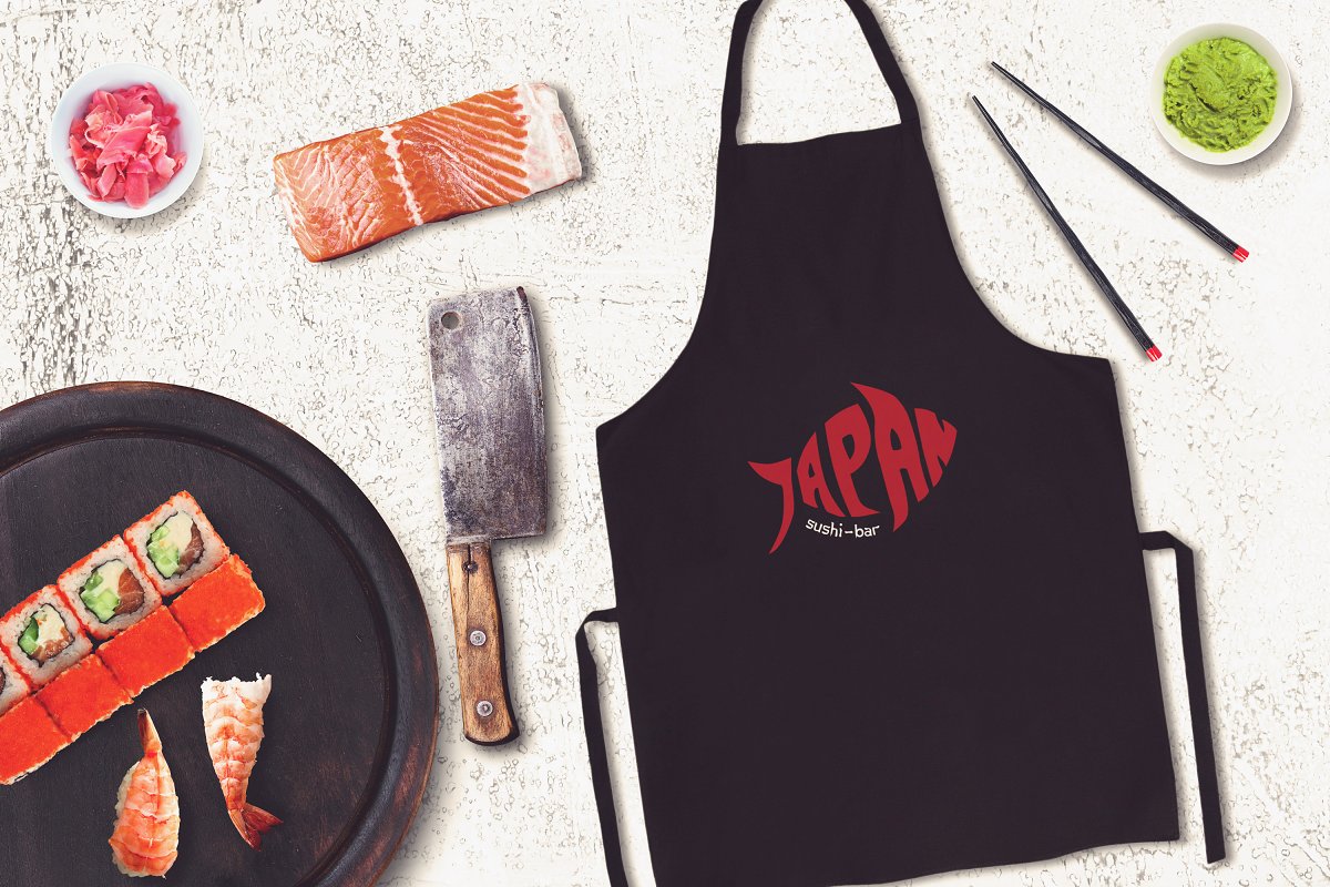 Suhi bar apron mockup