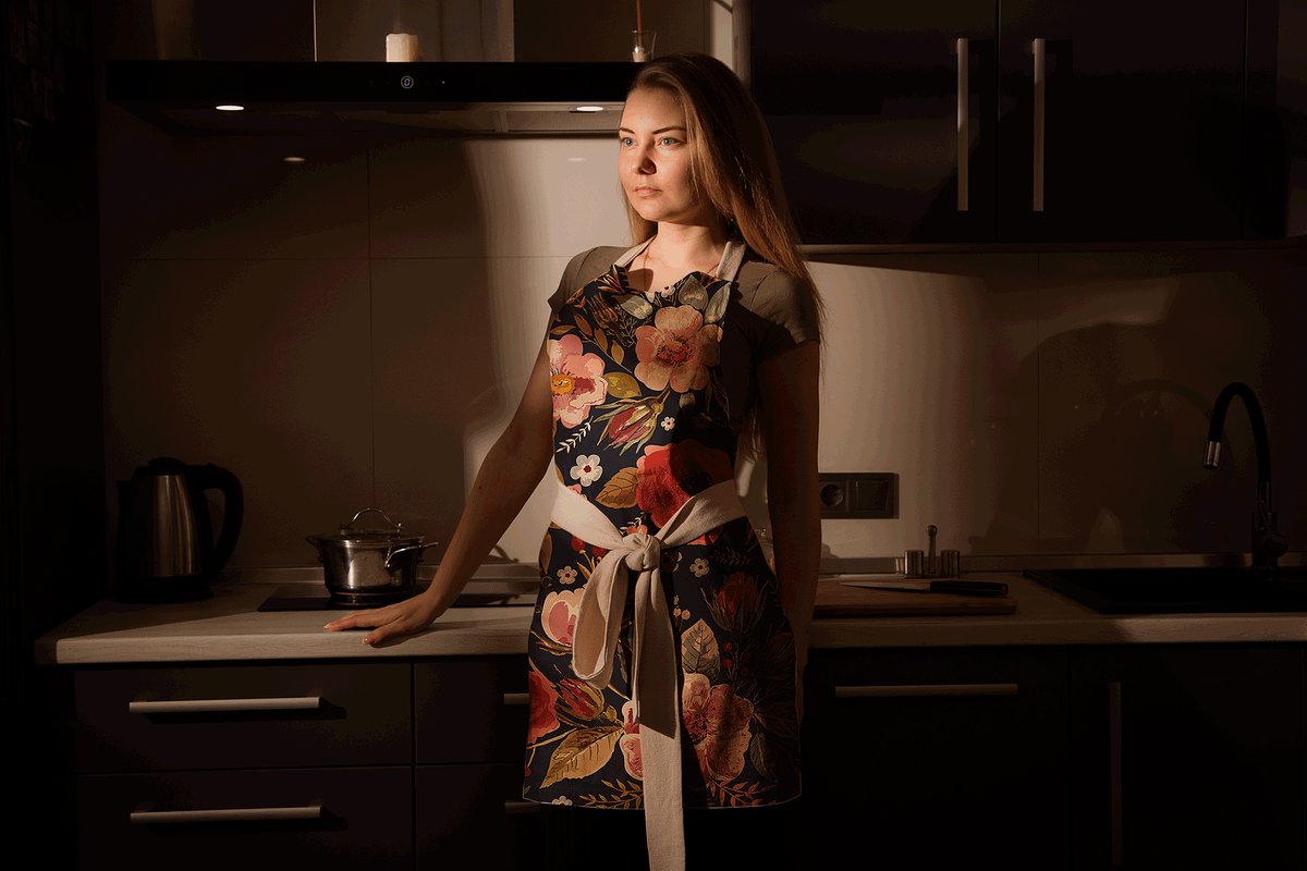 Woman wearing apron mockup set