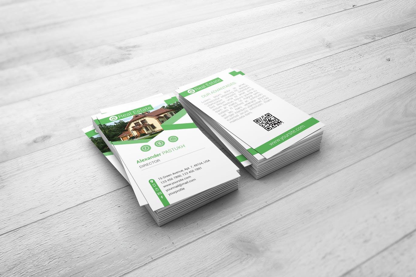 Business cards on ground mockup