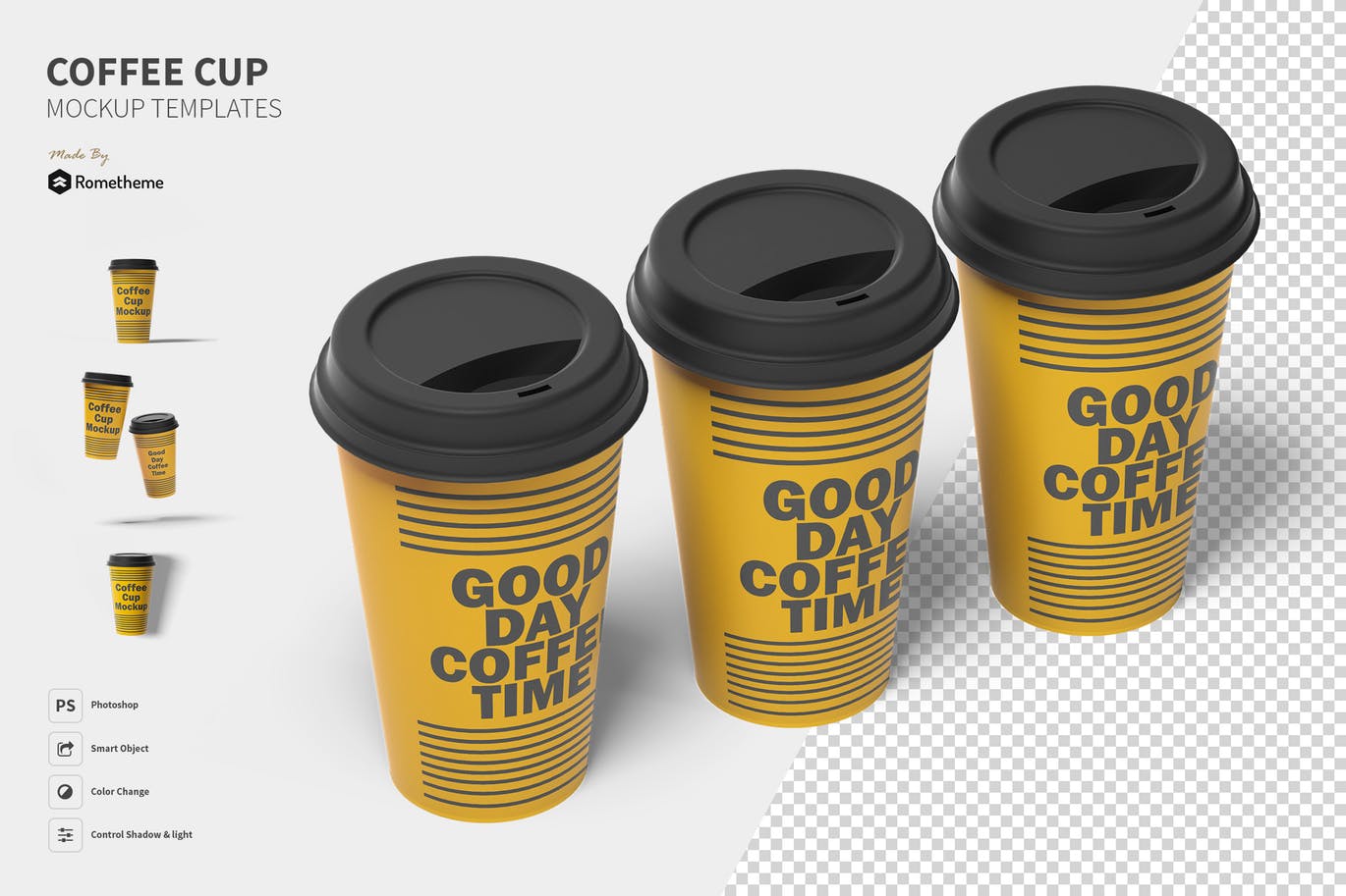 A set of coffee cup mockups