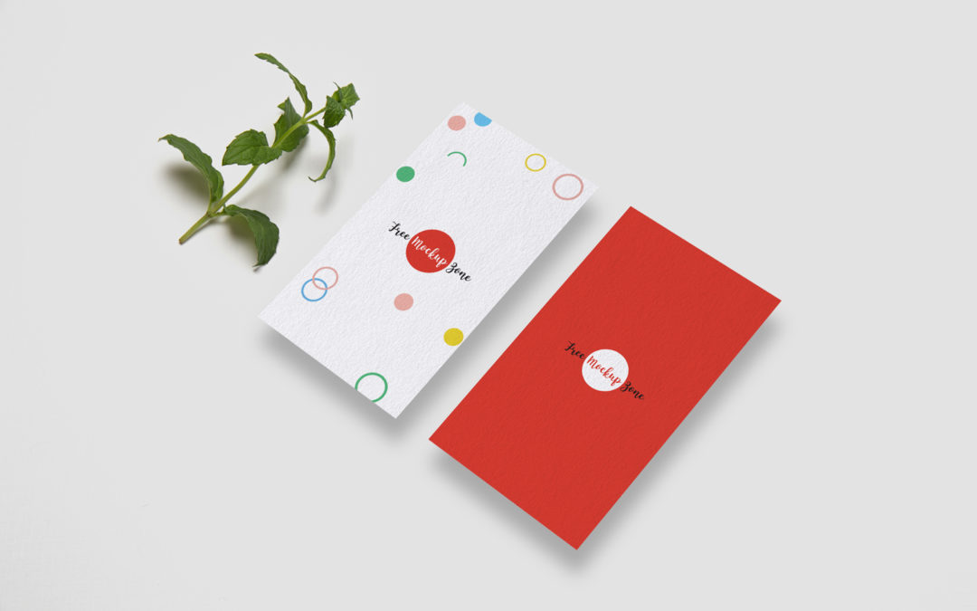 White and red business card mockup